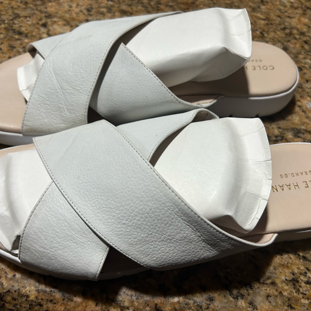 Cole Haan White Criss Cross Sandals